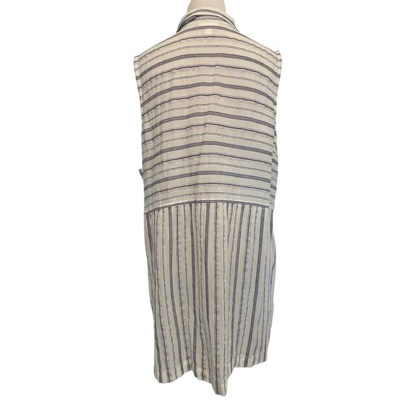 J. Jill Striped Button Sleeveless Top Womens XL White Blue Cotton Beachy Tank - Picture 3 of 7